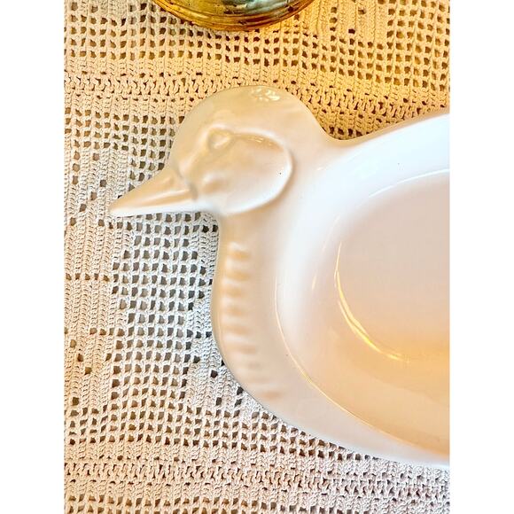 Vintage White Ceramic Duck Serving Platter - Picture 2 of 5